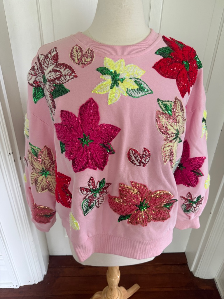 Queen Of Sparkles Poinsettia Sweatshirt